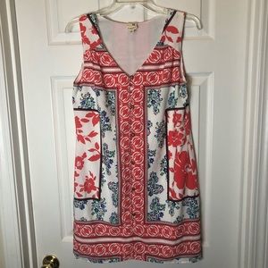 Pink Owl V-Neck Sleeveless Fully Lined Shift Dress  Size S